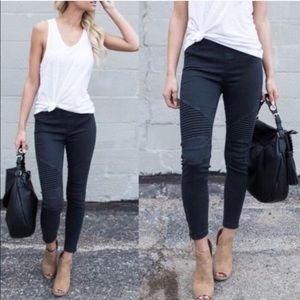 Black Stretchy Moto / Biker leggings.